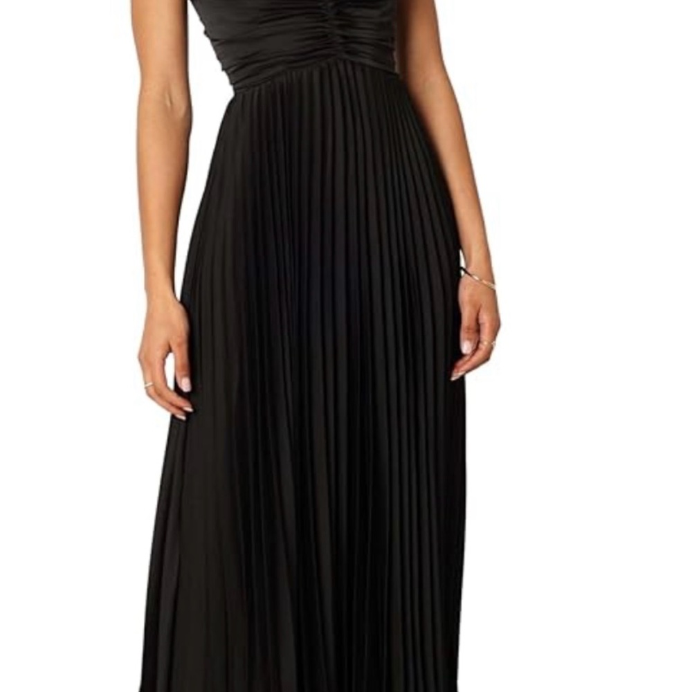 Petal & Pup Black Pleated Maxi Dress
